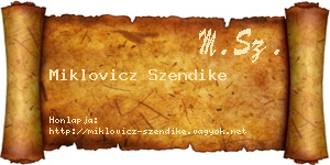 Miklovicz Szendike névjegykártya
